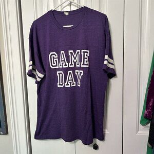 Live and Tell LAT Mens T Shirt Game Day XL Purple Arm Stripes